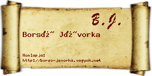Borsó Jávorka névjegykártya